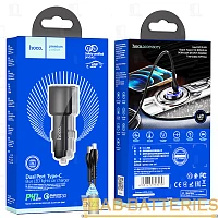 Автомобильное З/У HOCO NZ3 2Type-C 40W PD3.0 с кабелем Type-C-Lightning черный (1/12/120)