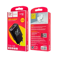 Сетевое З/У GFPower GF51 1USB 2.4A черный (120/480)