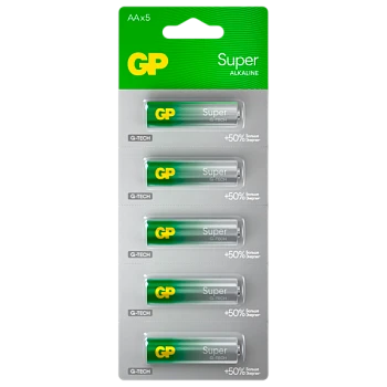 Батарейка GP Super G-Tech LR6 AA BL5 Alkaline 1.5V отрывные (5/60/600)