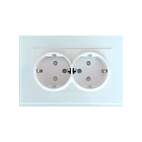 Розетка Прогресс Glass 2гн. 10A С/З ABS + Керамика белый (1/10/200)