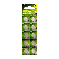 Батарейка GP G12/LR1142/LR43/386A/186 BL10 Alkaline 1.5V отрывные (10/250/5000) R