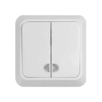 Выключатель Прогресс Fit 2-клав.10A ABS + Керамика с индикатором белый (1/10/100)