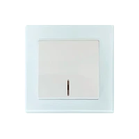 Выключатель Прогресс Glass 1-клав.10A ABS + Керамика с индикатором белый (1/10/100)