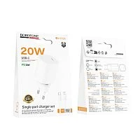 Сетевое З/У Borofone BA103A Type-C 20W с кабелем Lightning/Type-C белый (1/20/120)