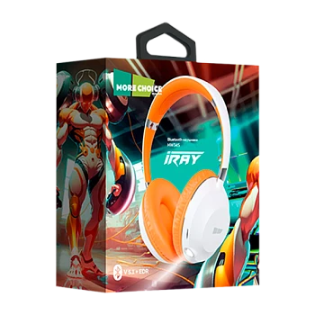 Наушники накладные MORE CHOICE HW34S bluetooth 5.1 с микр. фонарик белый оранжевый