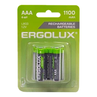 Аккумулятор бытовой Ergolux HR03 AAA BL6 NI-MH 1.2V 1100mAh