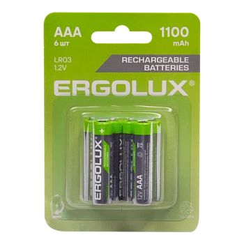 Аккумулятор бытовой Ergolux HR03 AAA BL6 NI-MH 1.2V 1100mAh