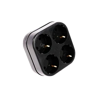 Разветвитель Toker 4Т4 4р.С/З 16A черный (1/50)