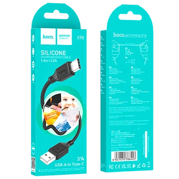 Кабель HOCO X90 USB (m)-Type-C (m) 1м 3.0A силикон черный (1/37/370)