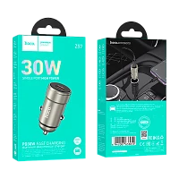 Автомобильное З/У HOCO Z57 Type-C 3.0A 30W PD3.0 с кабелем Type-C металлик (1/12/120)
