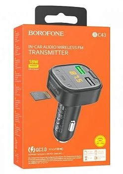 FM-трансмиттер Borofone BC43 2USB QC3.0 черный