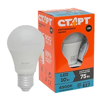 Лампа светодиодная Старт GLS E27 10W 6500К 220V груша Eco матовая (1/10/100)