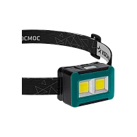 Фонарь налобный Космос 519B 4WCOBLED от батареек 3хАА IP44 3 режима зеленый/черный (1/30/240)