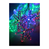 Гирлянда Космос "Снежинки" 30LED 4.4м микс нить 8 режимов прозрачн.насадки ассорти