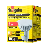 Лампа светодиодная Navigator PAR16 GU10 2.8W 3000К 230V софит прозрачная