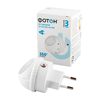 Ночник Фотон NM-360L 0.05W 220V 1 режим белый (1/10) 