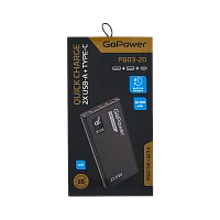 Внешний аккумулятор GoPower PB03-20 20000mAh 3.0A 22.5W 2USB/Type-C черный (1/50)