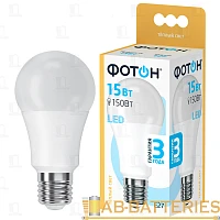 Лампа светодиодная Фотон A60 E27 15W 3000К 100-265V груша прозрачная (1/10/50)