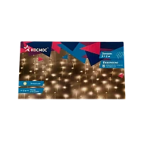 Гирлянда Космос "Дождь" 240LED 3х2м 8 режимов прозрачный провод белый теплый (1/36)