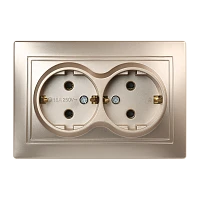 Розетка Smartbuy 2-местная с заземлением 16А шампань, "Венера"