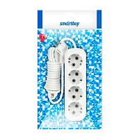 Удлинитель Smartbuy 4р.С/З 16A 3.0м ПВС белый (1/40)
