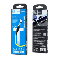 Кабель GFPower MAG18T USB (m)-Type-C (m) 1м 2.4A ПВХ магнит желтый (1/200/800)