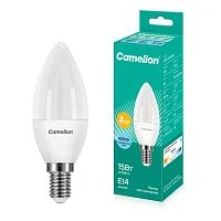 Лампа светодиодная Camelion C35 E14 15W 4000К 220V свеча 37мм матовая белый (1/10/100)