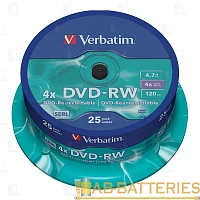 Диск DVD-RW VS 4.7GB 4x 25шт. cake box