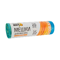 Мешки для мусора Рыжий кот 35л 15мкм ПНД 20шт. с завязками синий (1/30)