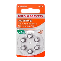 Батарейка Minamoto ZA13 BL6 Zinc Air 1.45V (6/60/600)