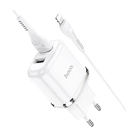 Сетевое З/У HOCO N4 2USB 2.4A с кабелем Lightning белый (1/12/120) 