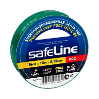 Изолента Safeline 15мм*10м ПВХ зеленый (10/250)