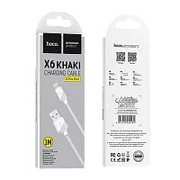 Кабель HOCO X6 USB (m)-Lightning (m) 1м 2.4A силикон белый (1/30/300)