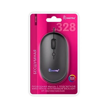 Мышь проводная Smartbuy 328 бесшумная черный (1/40)