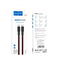 Кабель HOCO X69 Type-C (m)-Type-C (m) 1м 3.0A 60W нейлон черный красный (1/33/330)