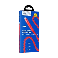 Кабель HOCO U78 USB (m)-microUSB (m) 1.2м 2.1A ткань красный (1/22/220)