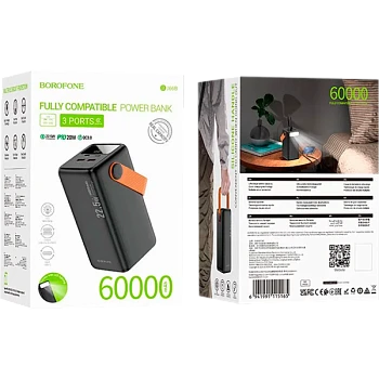 Внешний аккумулятор Borofone BJ66B 60000mAh 3.0A 22.5W 2USB LED черный (1/11)
