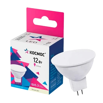 Лампа светодиодная Космос JCDR GU5.3 12W 6500К 174-265V софит матовая (1/10/80)