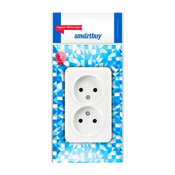 Розетка Smartbuy "Юпитер" 2гн. 10A Б/З пластик белый