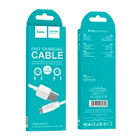 Кабель HOCO X1 USB (m)-microUSB (m) 1м 2.4A ПВХ белый 2шт. (1/30/300)