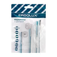 Наушники вставные Ergolux ELX-WHP01P-C01 с микр. белый пакет с подвесом (1/10/500)