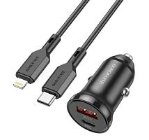 Автомобильное З/У Borofone BZ18A 1USB/Type-C 20W QC3.0 белый (1/48/192)