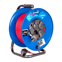 Удлинитель Космос 4р.С/З 16A 30.0м ПВС 3x1.5мм² IP44 с автоматическим предохранителем черный (1)