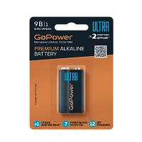 Батарейка GoPower Ультра/ULTRA Крона 6LR61 BL1 Щелочная 9V (1/10/240)