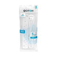 Удлинитель Фотон 10-55S 5р.Б/З 10A 5.0м с выкл. ПВС 2x0.75мм² белый (1/20)