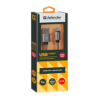Кабель Defender ACH01-03T PRO USB2.0 (m)-Lightning (m) 1м 2.1A белый (1/100)