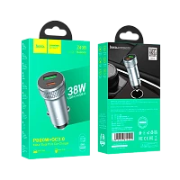 Автомобильное З/У HOCO Z49B 1USB+1Type-C 38W QC3.0 серый (1/13/130)