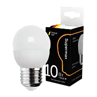 Лампа светодиодная Supermax E27 10W 3000К 230V шар (1/10/80)