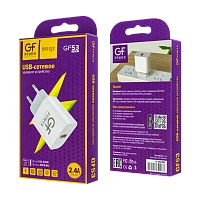 Сетевое З/У GFPower GF53 1USB 2.4A белый (1/108/432)