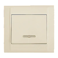 Выключатель Makel Defne 1-клав.10A пластик с подсветкой кремовый 42010021 (1/12)